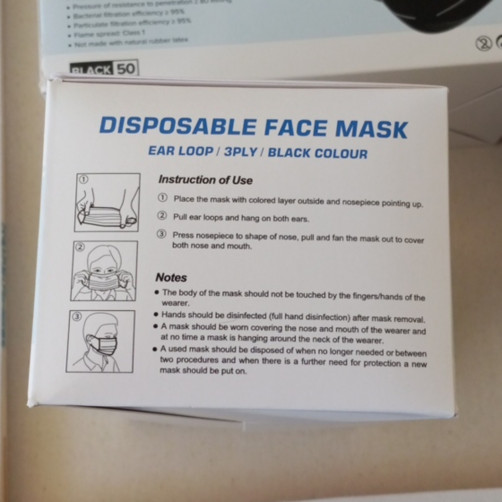 Disposable Face Mask Black - Picture 3 of 5